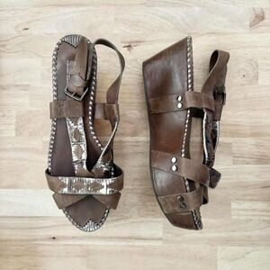 Belle Sigerson Morrison strappy platform sandal brown silver size 9